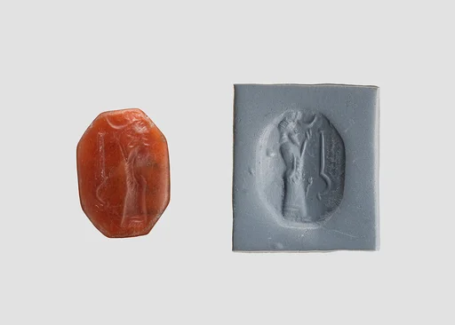 Stamp seal (octagonal pyramid) with cultic scene