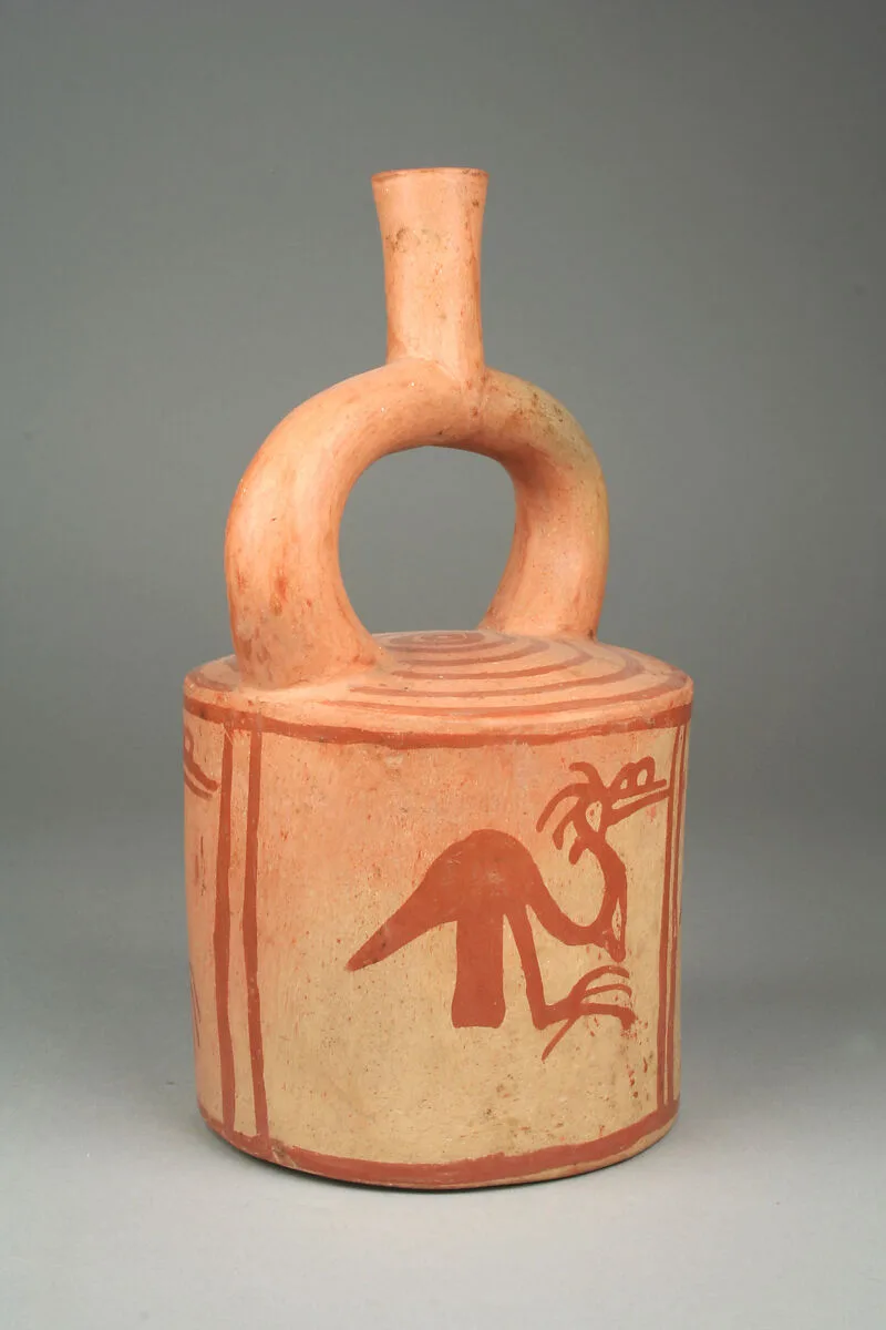 Stirrup Spout Bottle with Long Necked Birds — Unknown