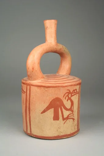 Stirrup Spout Bottle with Long Necked Birds