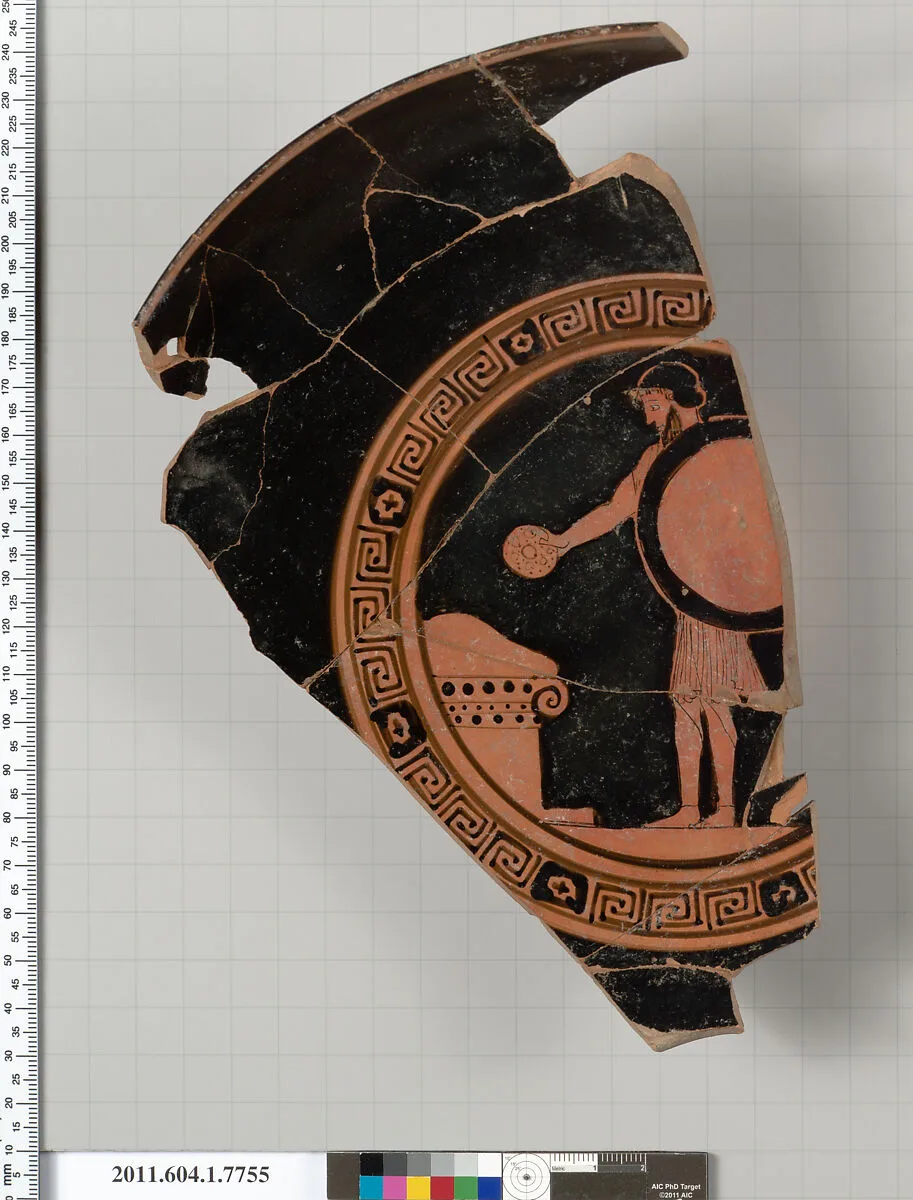 Terracotta fragment of a kylix (drinking cup) — Lyandros Painter