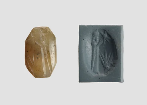 Stamp seal (octagonal pyramid) with cultic scene
