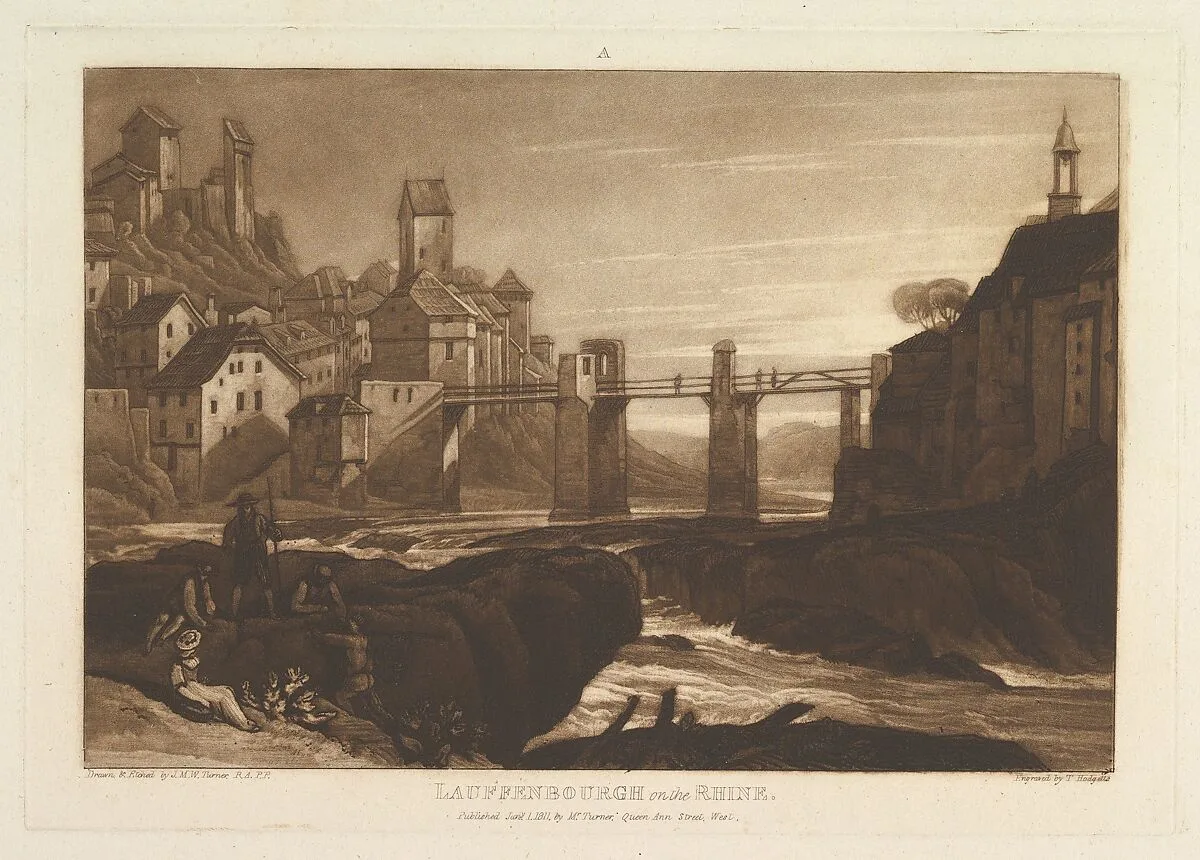 Lauffenbourgh on the Rhine (Liber Studiorum, part VI, plate 31) — Joseph Mallord William Turner|Thomas Hodgetts|Joseph Mallord William Turner