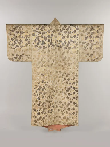 白繻子地桔梗模様摺箔|Noh Costume (Surihaku) with Chinese Bellflowers