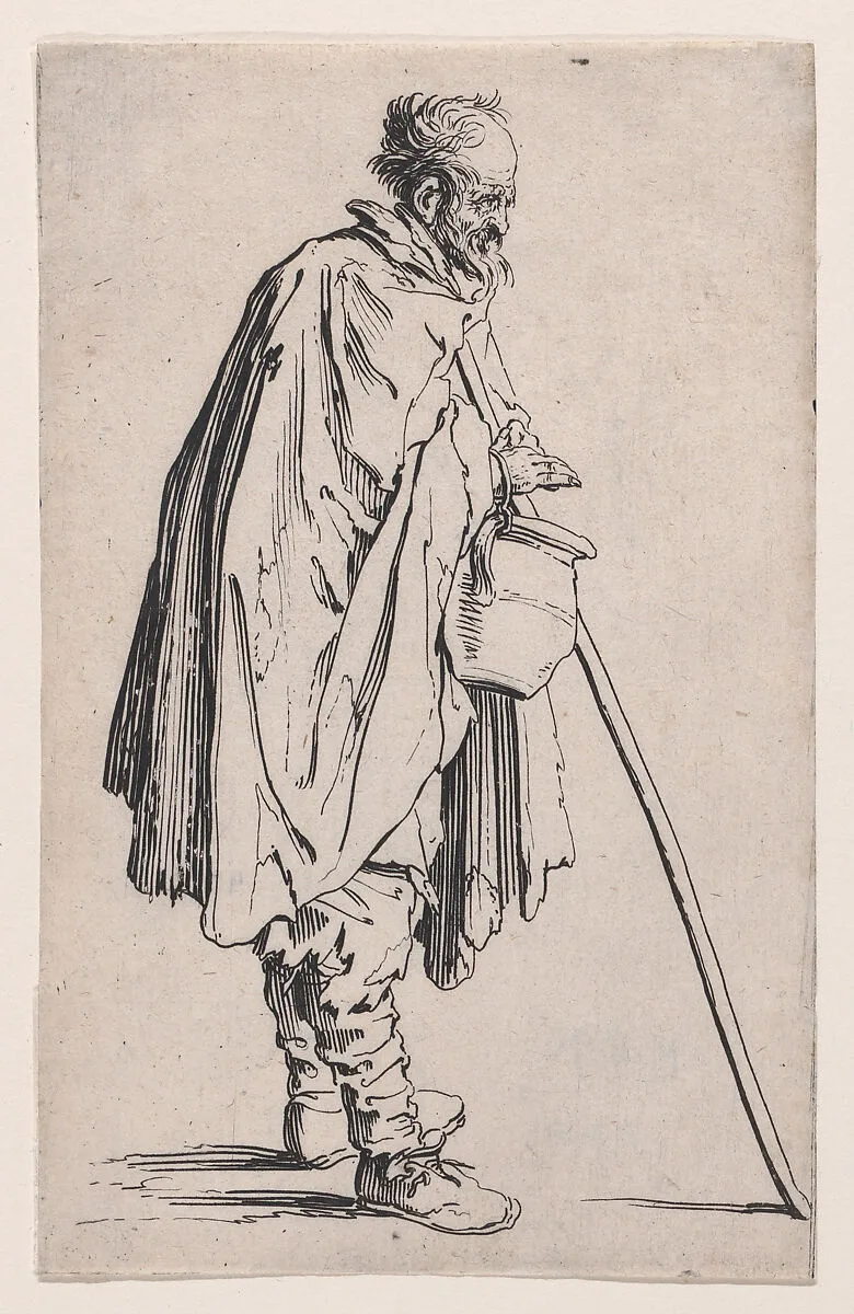 Le Mendiant au Couvet (The Beggar of Couvet), from Les Gueux suite appelée aussi Les Mendiants, Les Baroni, ou Les Barons (The Beggars, also called the Barons) — Jacques Callot