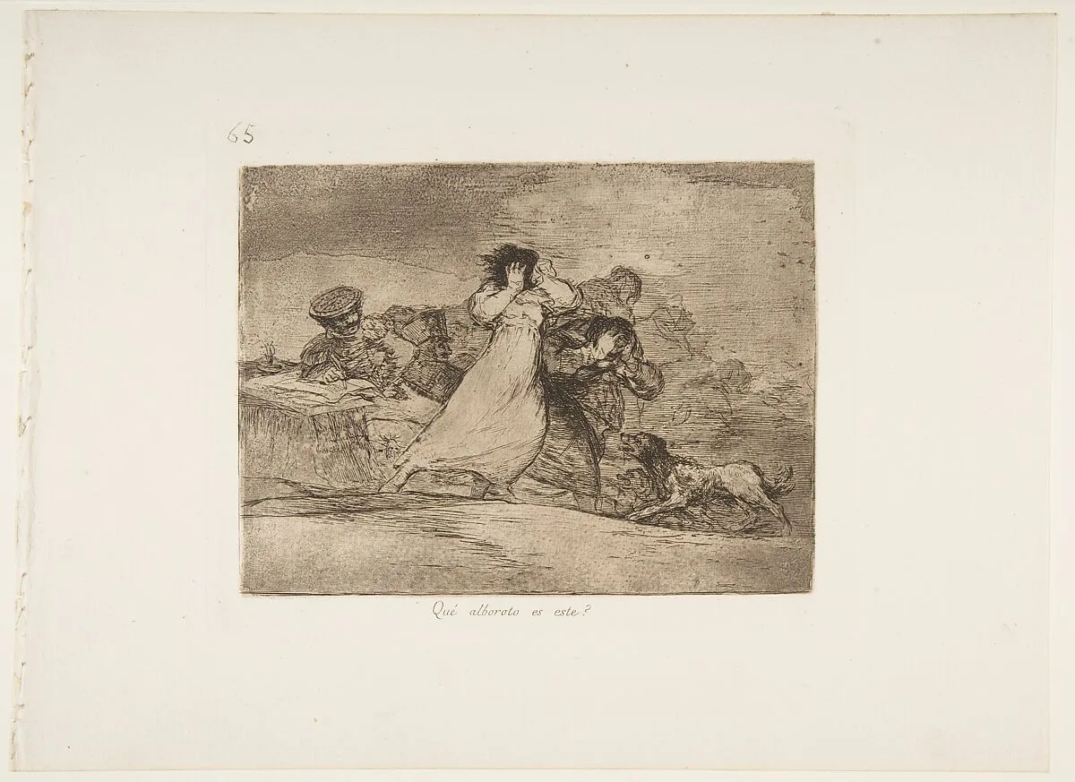 Plate 65 from "The Disasters of War" (Los Desastres de la Guerra): 'What is this hubbub?' (Qué alboroto es este?) — Goya (Francisco de Goya y Lucientes)