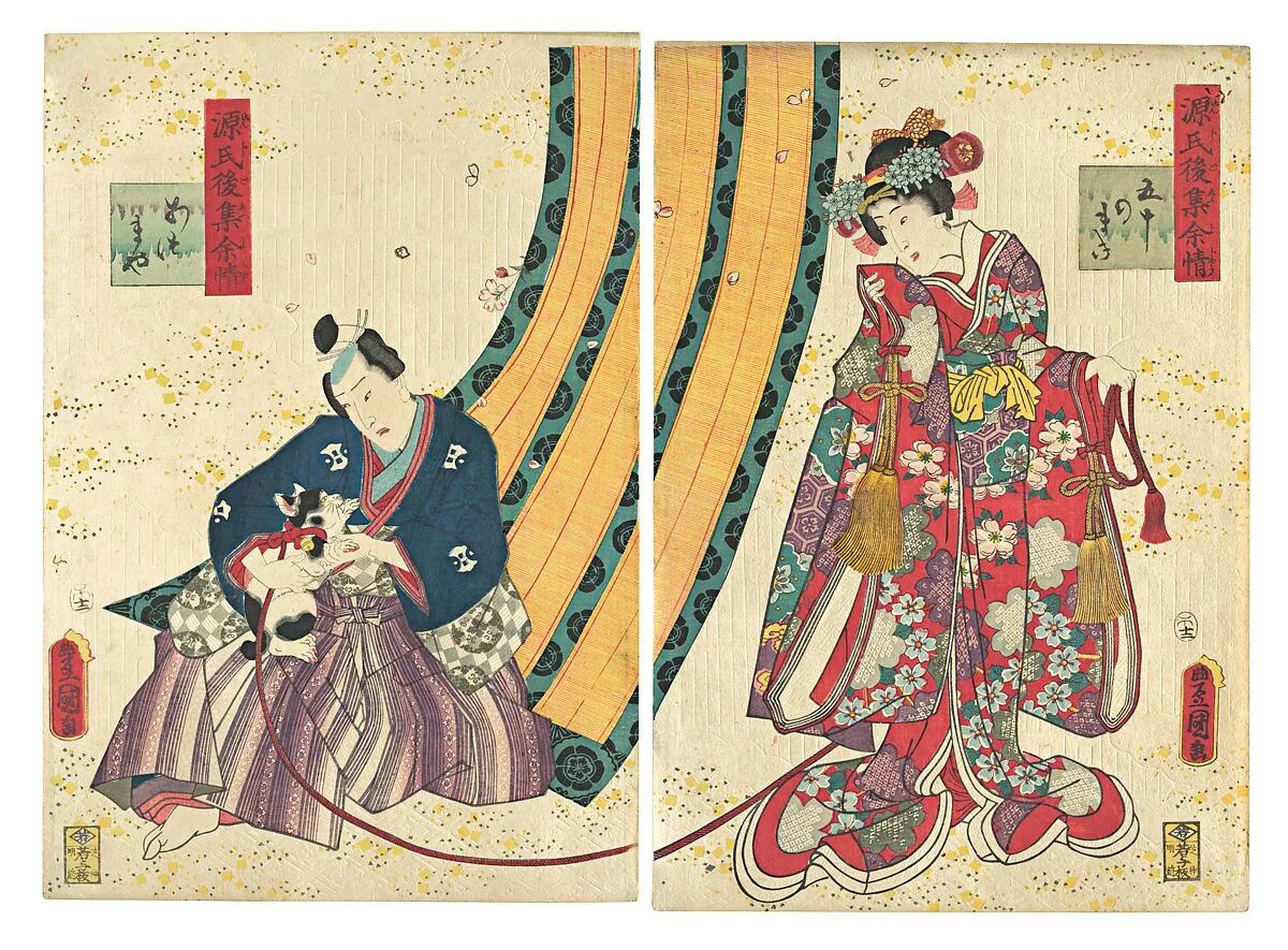 歌川国貞(三代歌川豊国)画 「源氏後集余情 五十のまき / あづまや」|Parody of the Third Princess and Kashiwagi: “Chapter 50: A Hut in the Eastern Provinces” — Utagawa Kunisada