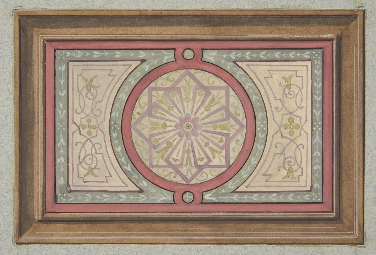 Design for a framed panel with painted decoration — Jules-Edmond-Charles Lachaise|Eugène-Pierre Gourdet