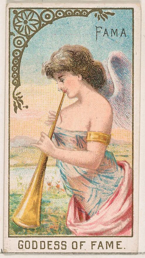 Fama, Goddess of Fame, from the Goddesses of the Greeks and Romans series (N188) issued by Wm. S. Kimball & Co. — Ketterlinus Lithography Company|William S. Kimball & Company