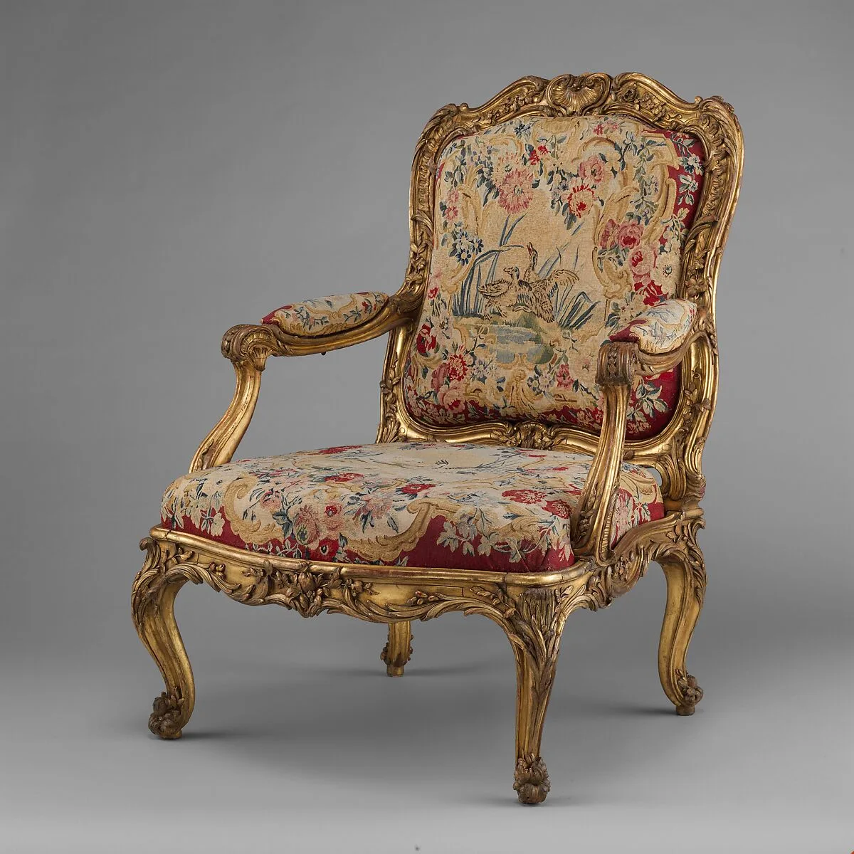 Armchair (fauteuil à la reine) (part of a set) — Nicolas-Quinibert Foliot|Beauvais|Jean-Baptiste Oudry|Pierre Contant d'Ivry
