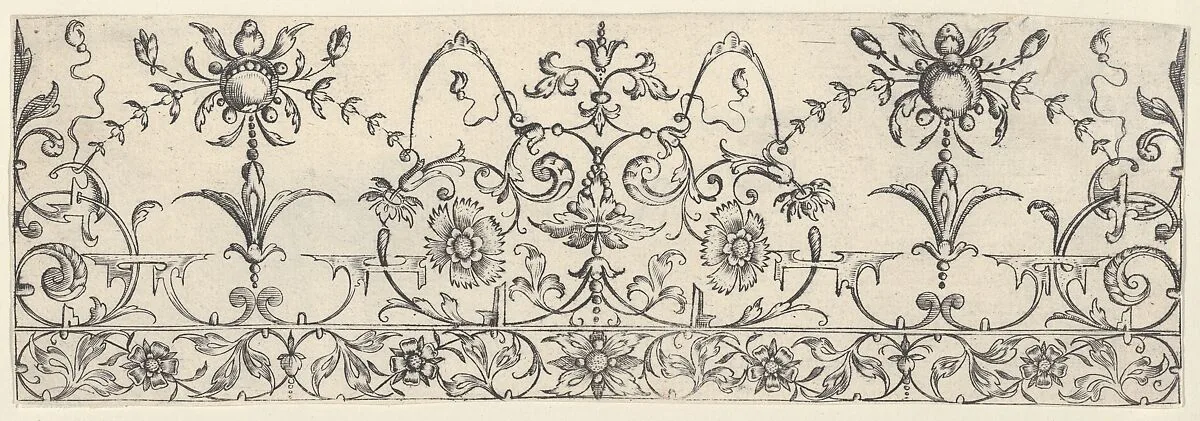Friezes with Birds, Flowers and Meandering Wreaths and Scrolls (9) — Theodor Bang|Balthasar Caymox