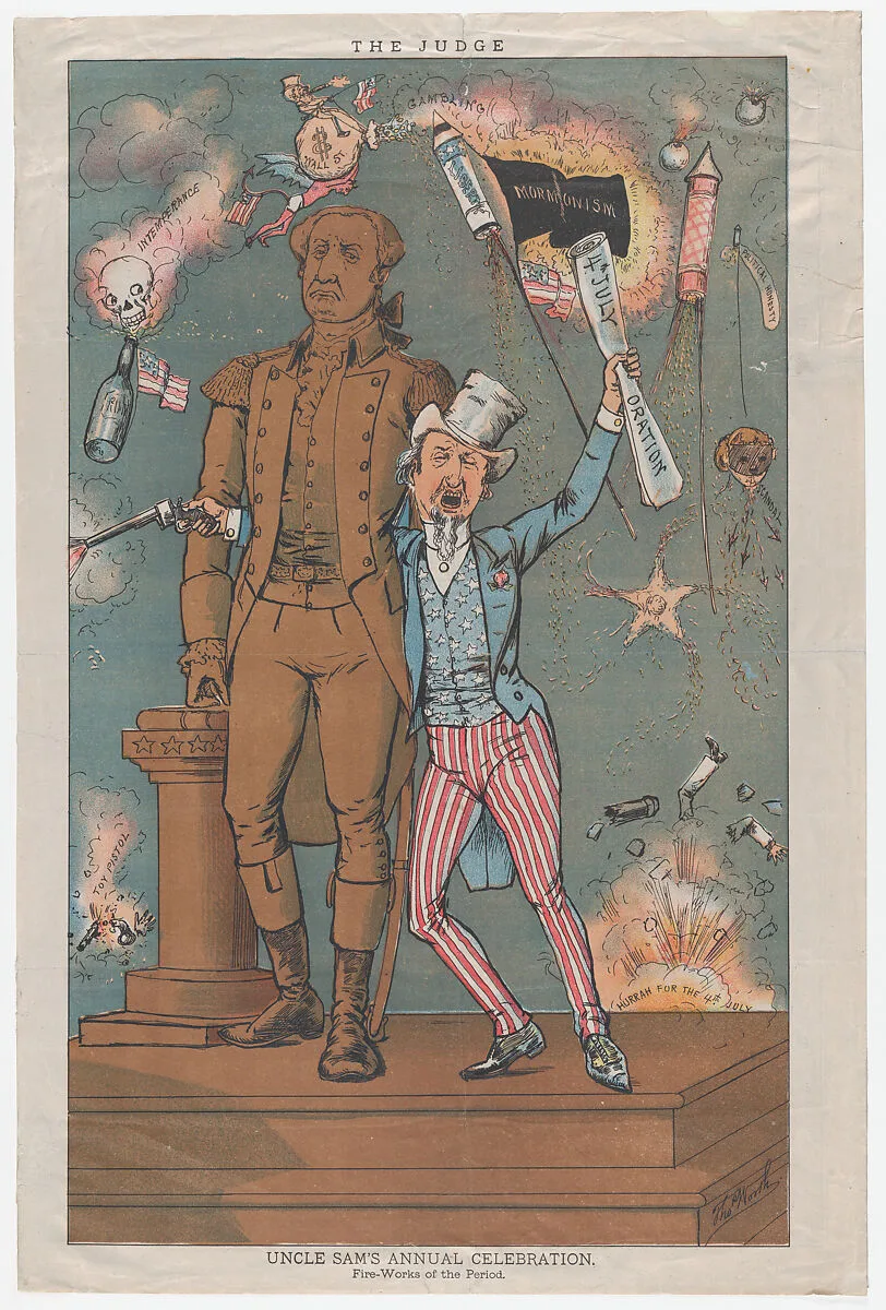 Uncle Sam's Annual Celebration, Fire-Works of the Period, from "The Judge" — Thomas B. Worth