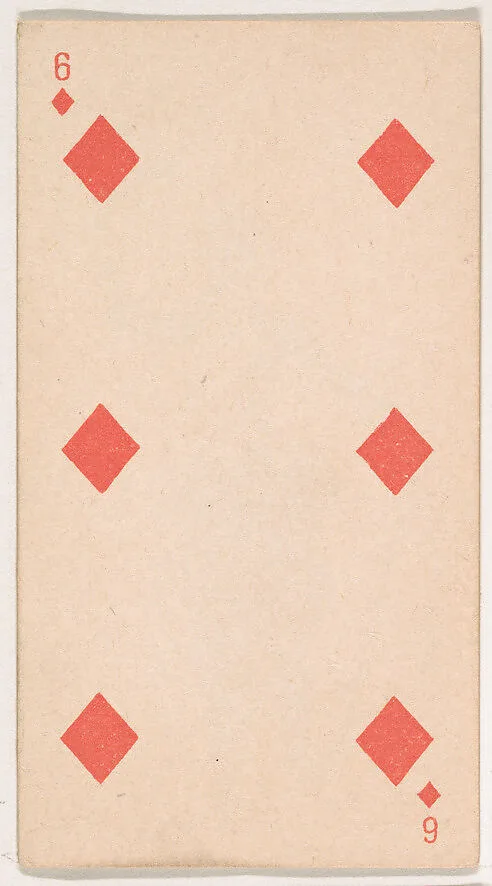 Six of Diamonds, from the Transparent Playing Cards series (N220) issued by Kinney Bros. — Kinney Brothers Tobacco Company