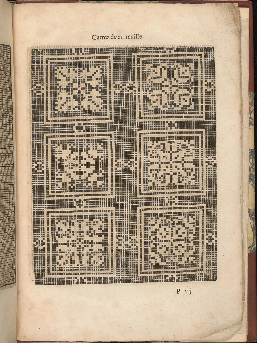 Les Secondes Oeuvres, et Subtiles Inventions De Lingerie du Seigneur Federic de Vinciolo Venitien, page 59 (recto) — Federico de Vinciolo|Jean Le Clerc|Catherine de Bourbon
