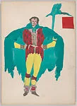 Drawing for a male theatrical costume with a large cape — Vincente Minnelli