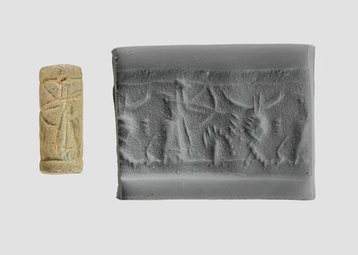 Cylinder seal with hunting scene