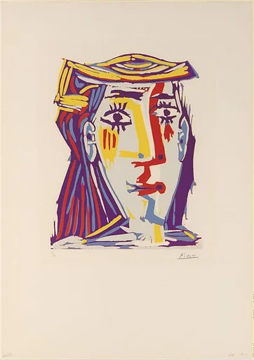 Jacqueline in a Mulitcolored Straw Hat