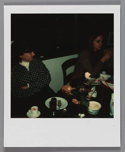 [Walker Evans's 70th Birthday Party, Old Lyme, Connecticut: Jane Mayall and Liz Lesy]