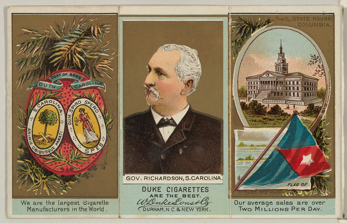 Governor Richardson, South Carolina, from "Governors, Arms, Etc." series (N133-2), issued by Duke Sons & Co. — W. Duke, Sons & Co.