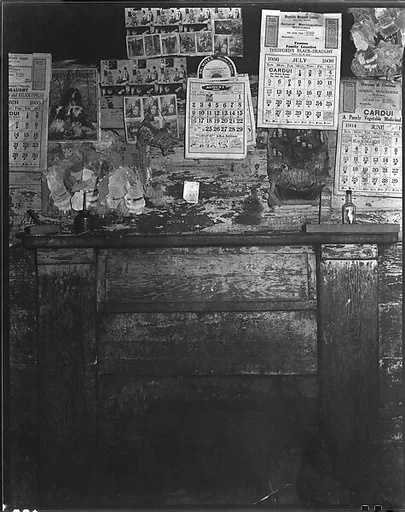[Fireplace with Pictures Above Mantle in Frank Tengle's Home, Hale County, Alabama]