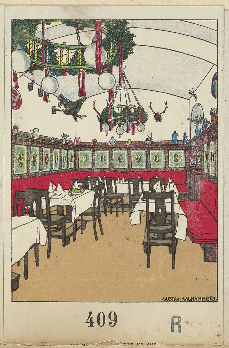 National Railway Station Restaurant, Vienna X, Josef Pohl (Restaurant Staatsbahnhof, Wien X, Josef Pohl) — Gustav Kalhammer|Wiener Werkstätte