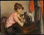 Girl at Sewing Machine — Moses Soyer