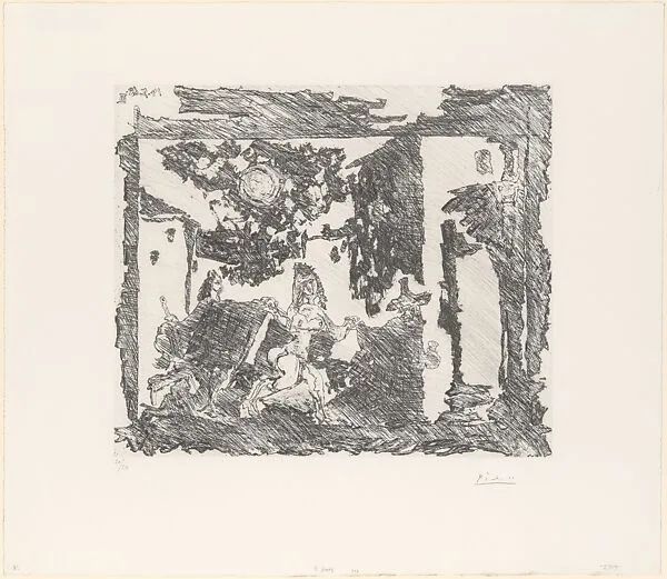 A Scene from "La Celestina": The Gentleman Is Led Toward the Den, from 347 Suite — Pablo Picasso|Aldo and Piero Crommelynck|Galerie Louise Leiris