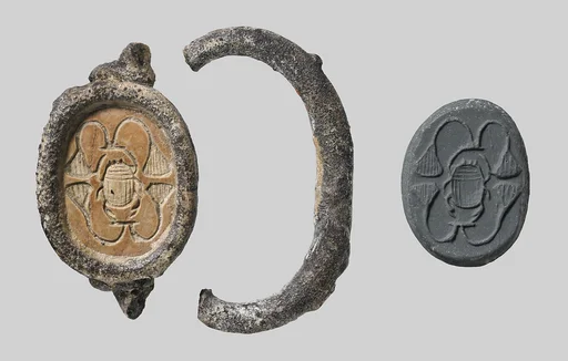 Silver pendant ring with scarab