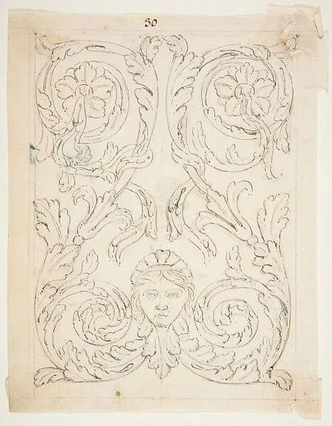 Vegetal design with a face — Unknown