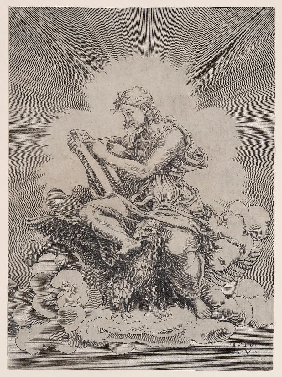 Saint John — Agostino Veneziano (Agostino dei Musi)|Raphael (Raffaello Sanzio or Santi)