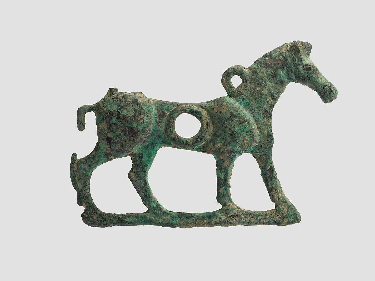 Horse bit cheekpiece in form of a striding horse — Unknown