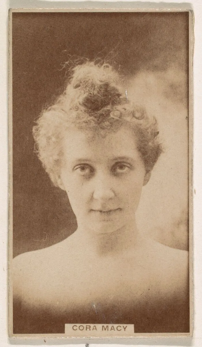 Cora Macy, from the Actresses series (N245) issued by Kinney Brothers to promote Sweet Caporal Cigarettes — Kinney Brothers Tobacco Company