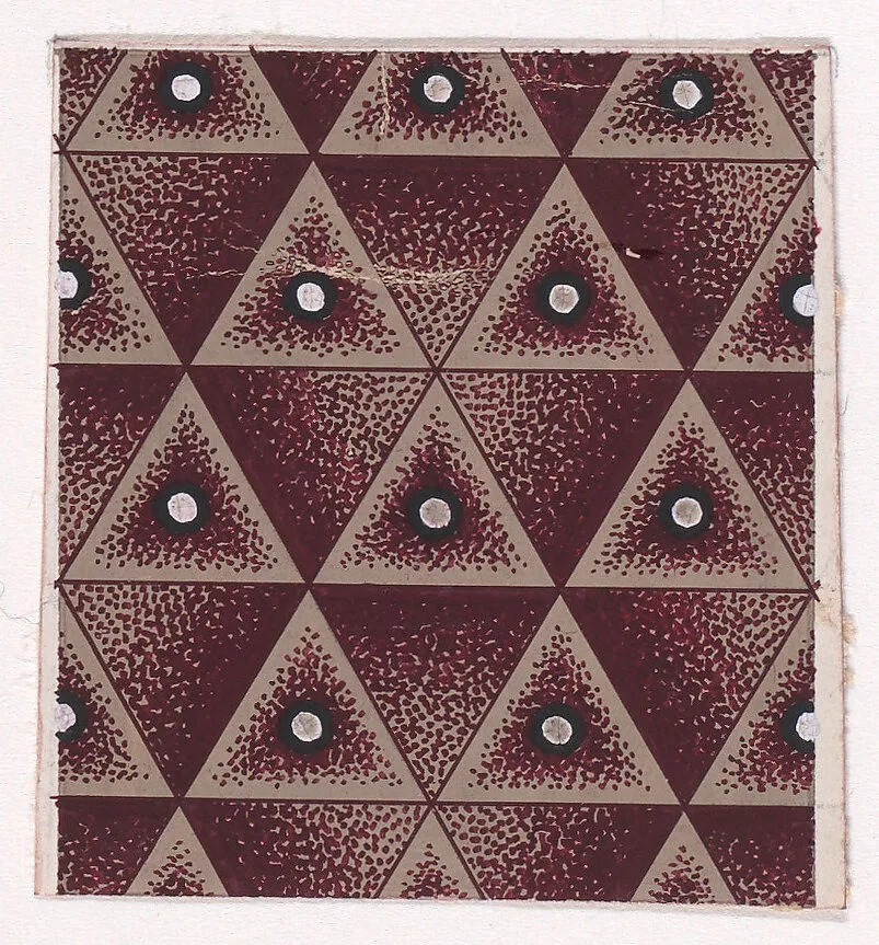 Textile Design with a Seamless Pattern of Alternating Triangles Decorated with Pearls — Anonymous, Alsatian, 19th century