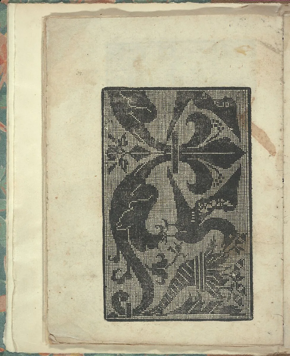 Opera Nova Universali intitulata Corona di racammi, page 15 (verso) — Giovanni Andrea Vavassore