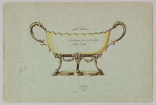 Design for a Silver Dish with Two Handles in the Form of Serpents