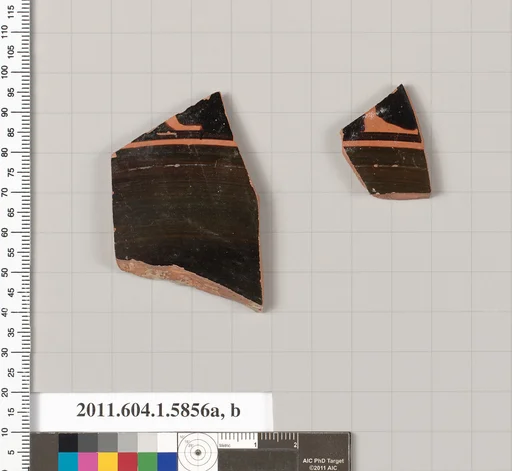Terracotta fragments of a kylix: eye-cup (drinking cup)