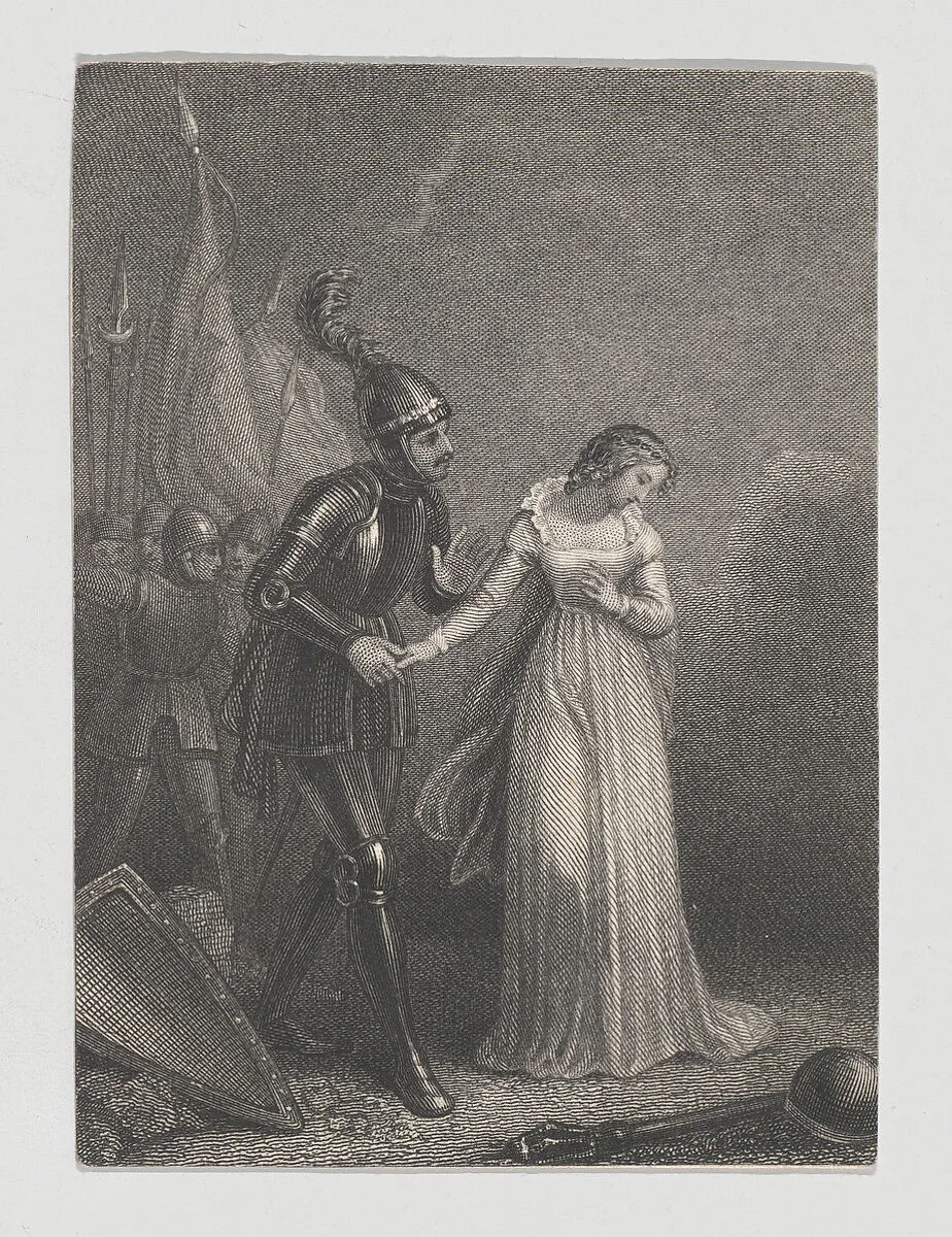 Suffolk and Margaret (Shakespeare, King Henry VI, Part I, Act 5, Scene 3) — John Massey Wright|Charles Heath, the elder|William Shakespeare