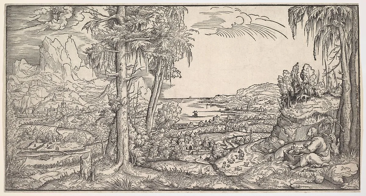 Landscape with Saint John the Evangelist — Virgil Solis