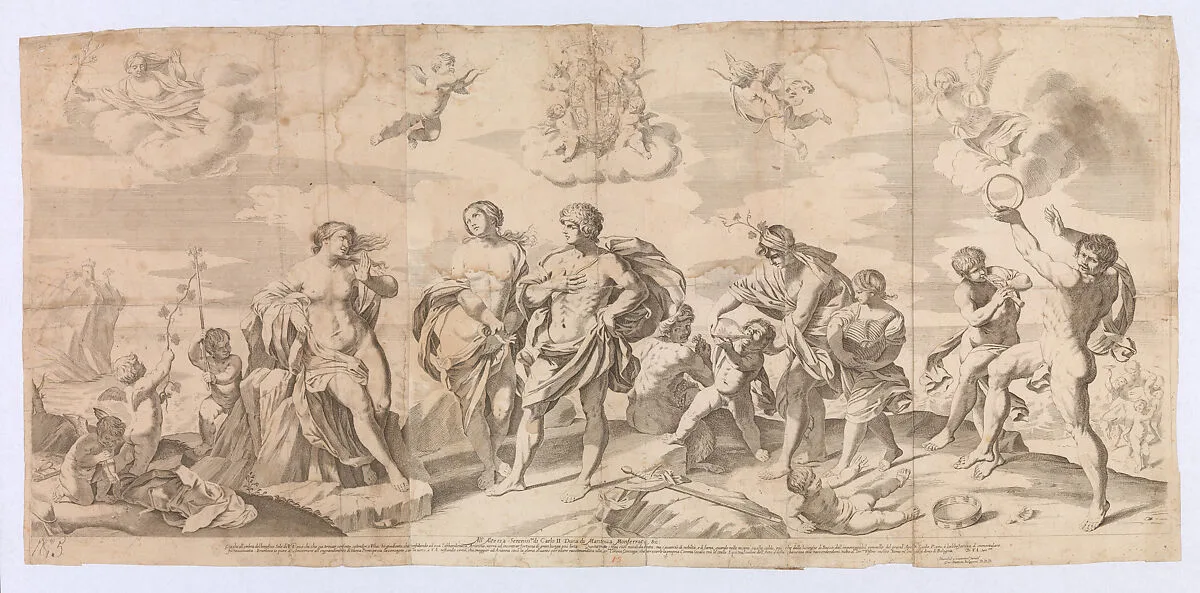 Bacchus with his companions discovering Ariadne on the island of Naxos, after Reni — Guido Reni|Gian Battista Bolognini