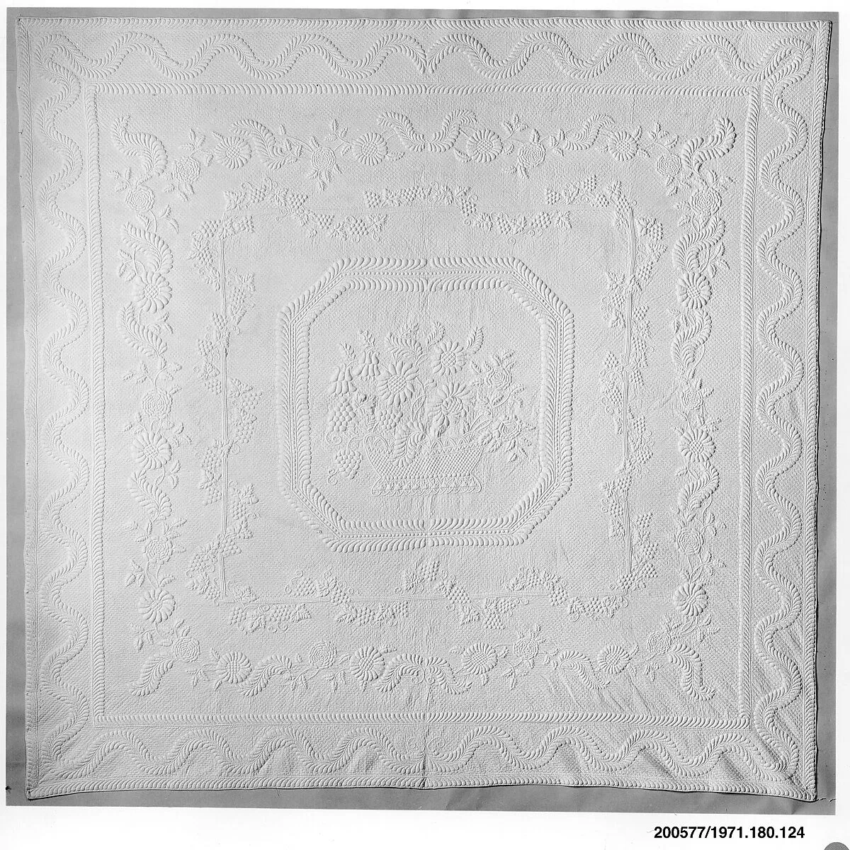 Wholecloth whitework quilt — Unknown