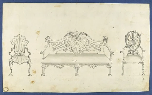 Two Garden Chairs and Long Seat, in Chippendale Drawings, Vol. I