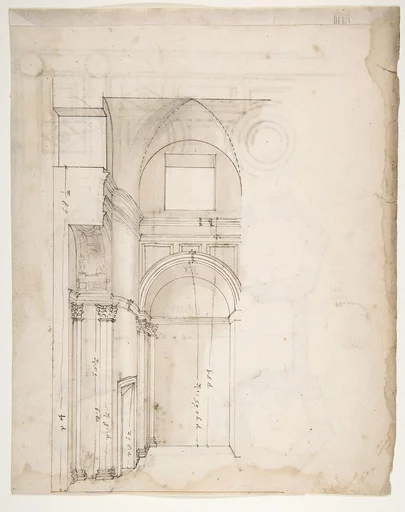 S. Giovanni Laterno, Oratorio della Santa Croce, section, perspective (recto) blank (verso)