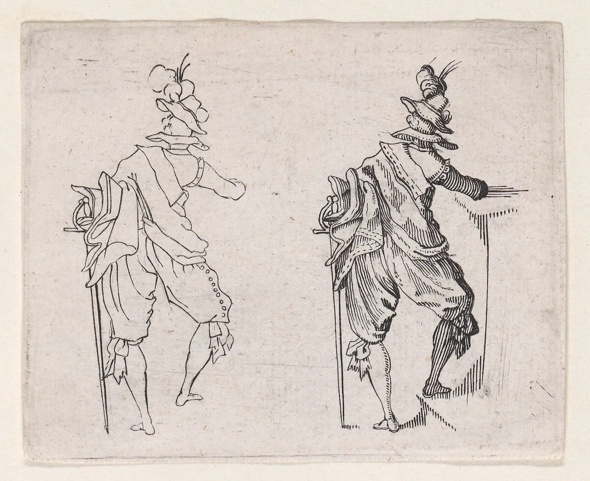 Copy of L'Homme Vu de Dos, Avec un Grand Épée (Man Viewed from Behind, With a Large Sword), from "Les Caprices" Series A, The Florence Set — Jacques Callot|Anonymous