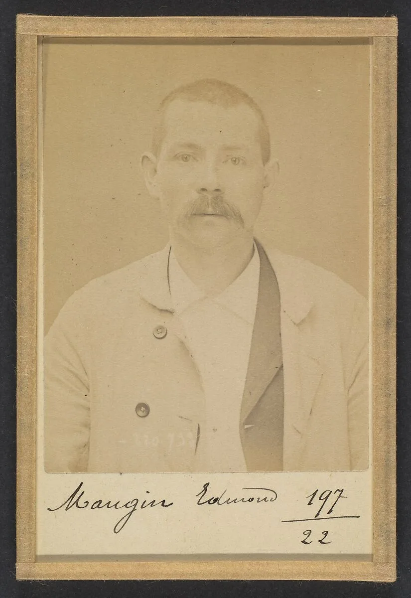 Mangin. Edmond, Émile. 33 ans, né le 19/3/61 à Senon (Meuse). Cimentier. Anarchiste. 8/7/94. — Alphonse Bertillon