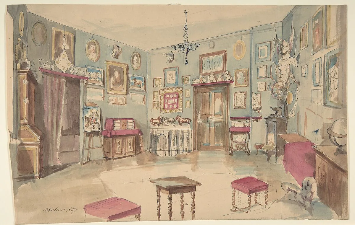 Drawing of an Interior: Atelier — Anonymous, French, 19th century