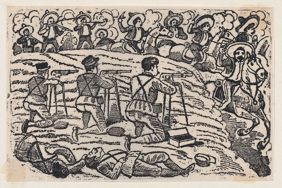 A battle between Federal forces and Zapata followers — José Guadalupe Posada