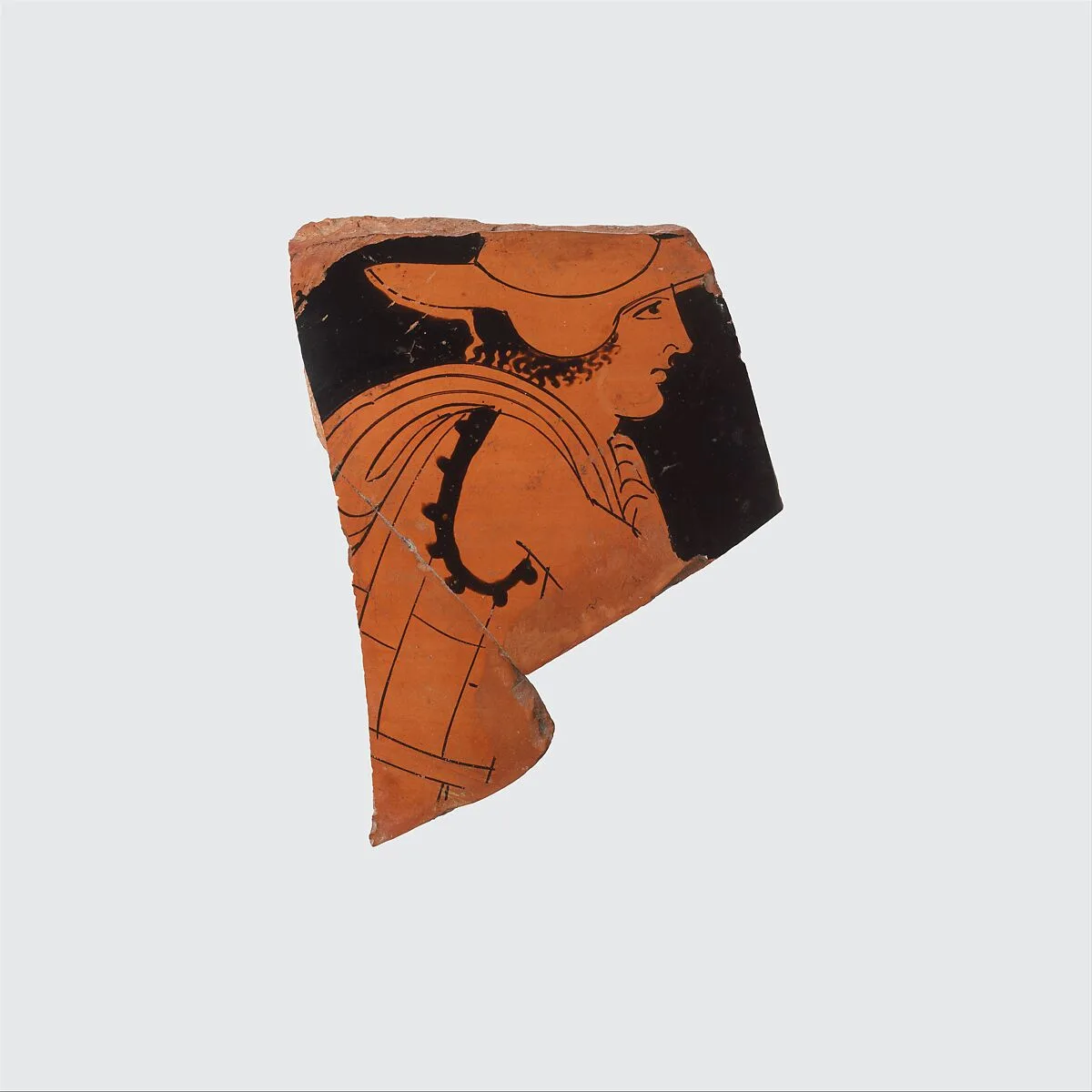 Fragment of a terracotta column-krater (bowl for mxing wine and water) — Niobid Painter
