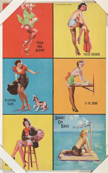 Six-Up panel from Pin-Up Girls series (W424) — International Mutoscope Reel Company