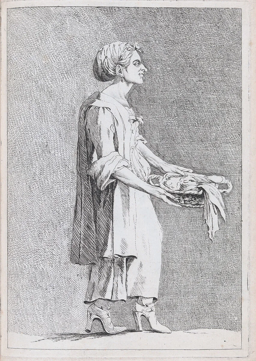Rita Pontani, Laundress at the French Academy in Rome (?), pl. XII from "Recueil de caricatures" — Ange-Laurent de La Live de Jully|Jacques François Joseph Saly