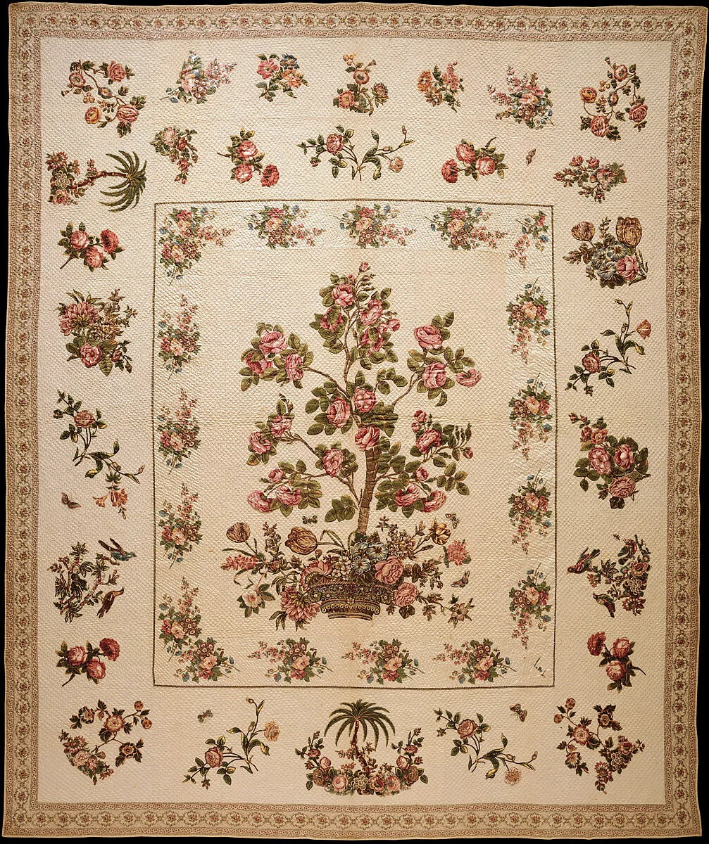Chintz appliquéd quilt — Mary Malvina Cook Taft
