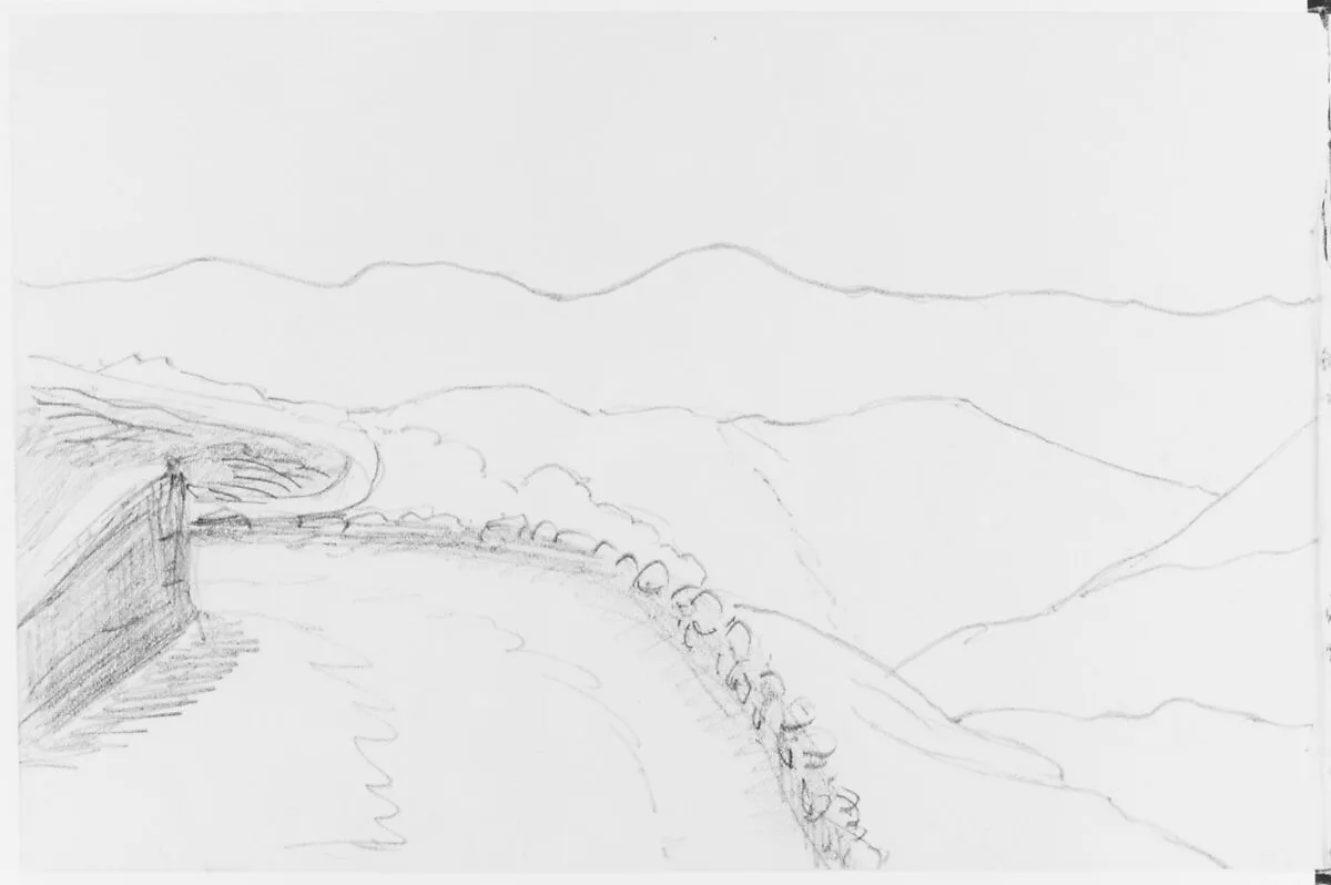 Panorama Landscape of Nebi Samouel (from Sketchbook) — Mary Newbold Sargent